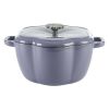 Timeless Beauty Floral Shaped Enamel Cast Iron 3-Quart Dutch Oven, Purple