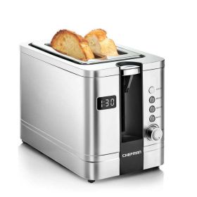 2-Slice Digital Pop-Up Toaster, Stainless Steel, Bagel Sized Slots, Removable Crumb Tray