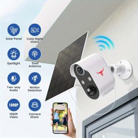 Wireless SolarPowered AI Camera Night Vision 2Way Talk Cloud Storage