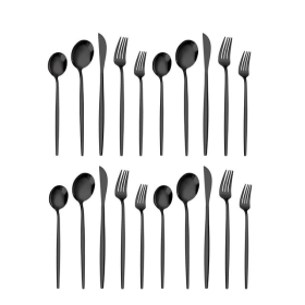 Holocky Black Silverware Set 20pcs Cutlery Set Stainless Steel Flatware