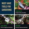 Essential Garden Tool Set - Heavy Duty, Non-Slip Grip, Ergonomic Gardening Hand Tools Kit Includes Transplanter, Trowel, Rake, Bag, and Gloves