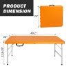 4ft Orange Portable Folding Table Indoor&Outdoor Maximum Weight 135KG Foldable Table for Camping