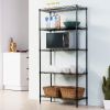 5-Tier Wire Shelving - Flat Black - Heavy Duty Shelf - Wide Adjustable Rack Unit - Kitchen Storage