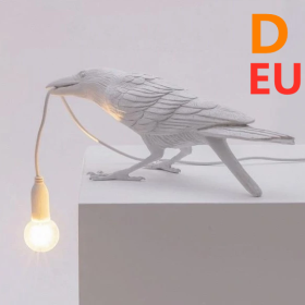 Creative Auspicious Bird Resin Wall Lamp Decoration (Option: White-D-EU)