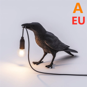 Creative Auspicious Bird Resin Wall Lamp Decoration (Option: Black-A-EU)