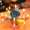 1pc Lotus Music Birthday Candle; Children's Creative Rotating Flowering Singing Lotus Lantern Cake Decoration